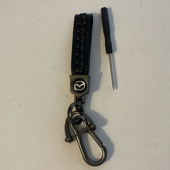 Mazda key fob Keychain in black leather NWT - Picture 1 of 4